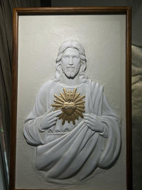 Jesus Golden Stripes Upgrade - Large Framed Canvas Wall Art (180cm x 85cm) — 2