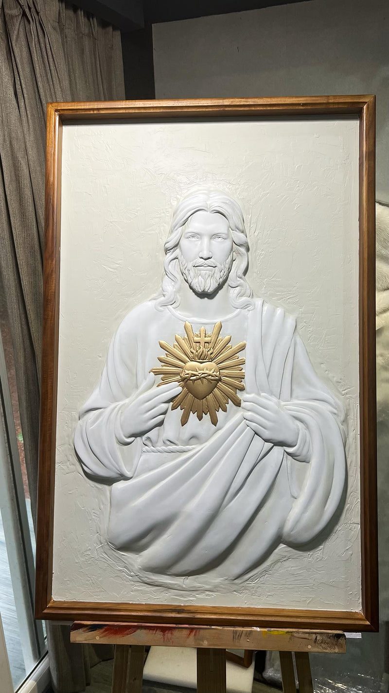 Jesus Golden Stripes Upgrade - Large Framed Canvas Wall Art (180cm x 85cm)